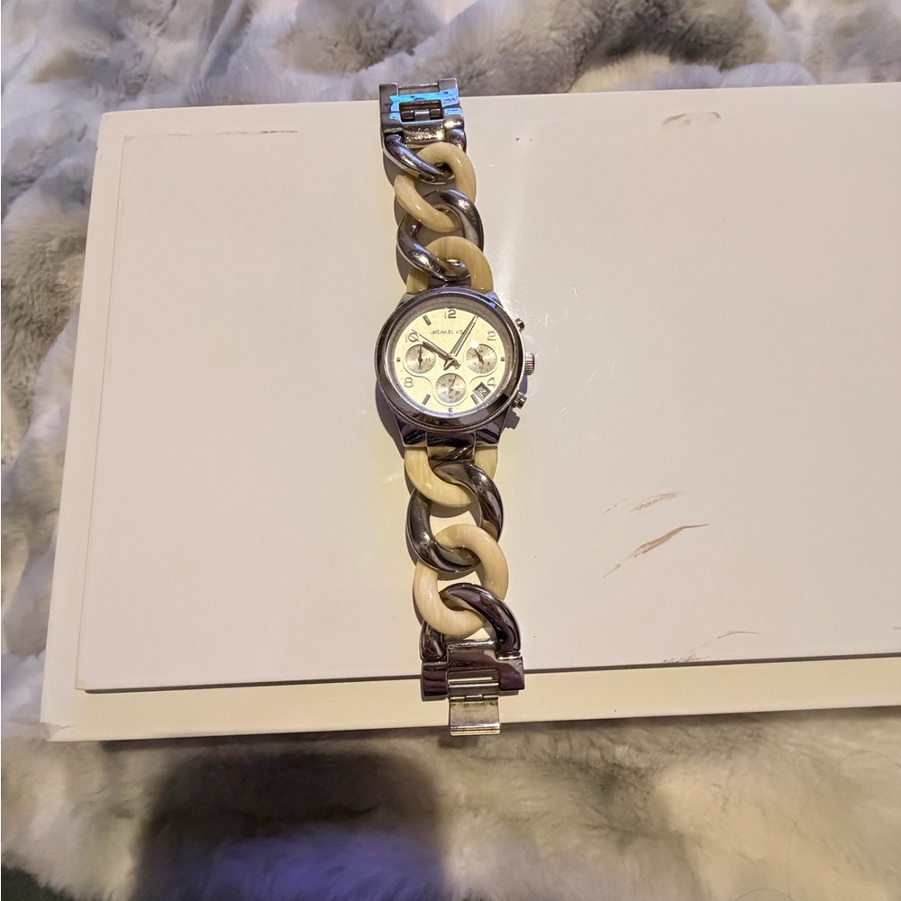 Michael Kors Silver and Cream Women's Watch